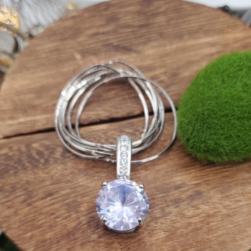 Huge‎ Purple Rhinsetone Sterling Crystal Pendant P408